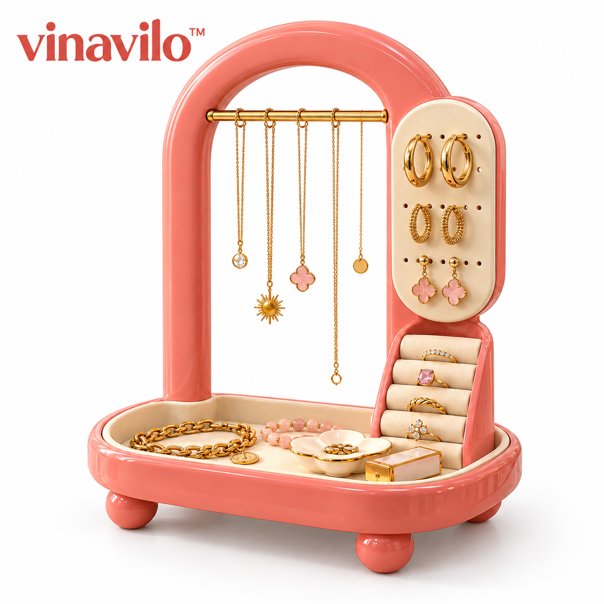 vinavilo™ Aura Arch Jewelry Display Stand | Necklace Holder, Earring Organizer, Ring Display
