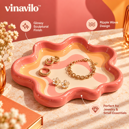 vinavilo™ Ripple Wave Jewelry Tray | Jewelry Organizer, Ring Dish, Dresser Catchall