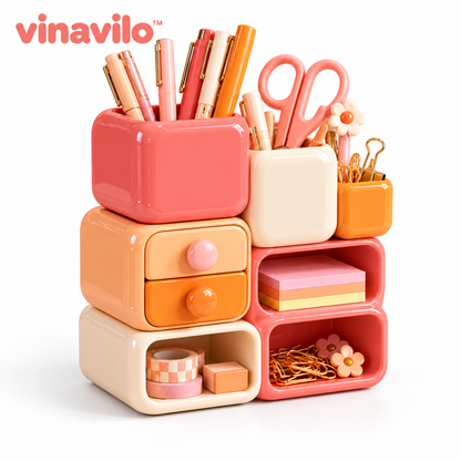 vinavilo™ Candy Cube Desktop Organizer | Cute Office Supplies, Desk Storage, Stationery Organizer