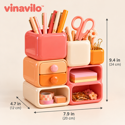 vinavilo™ Candy Cube Desktop Organizer | Cute Office Supplies, Desk Storage, Stationery Organizer