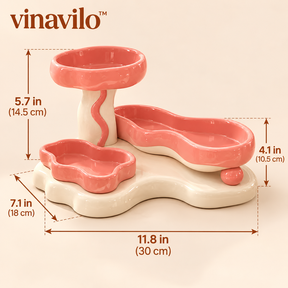vinavilo™ Retro Swirl Vanity Organizer Tray | Makeup Storage, Tiered Cosmetic Tray, Beauty Organizer