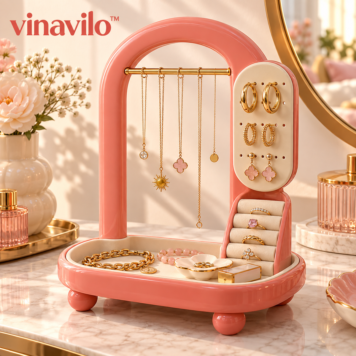 vinavilo™ Aura Arch Jewelry Display Stand | Necklace Holder, Earring Organizer, Ring Display