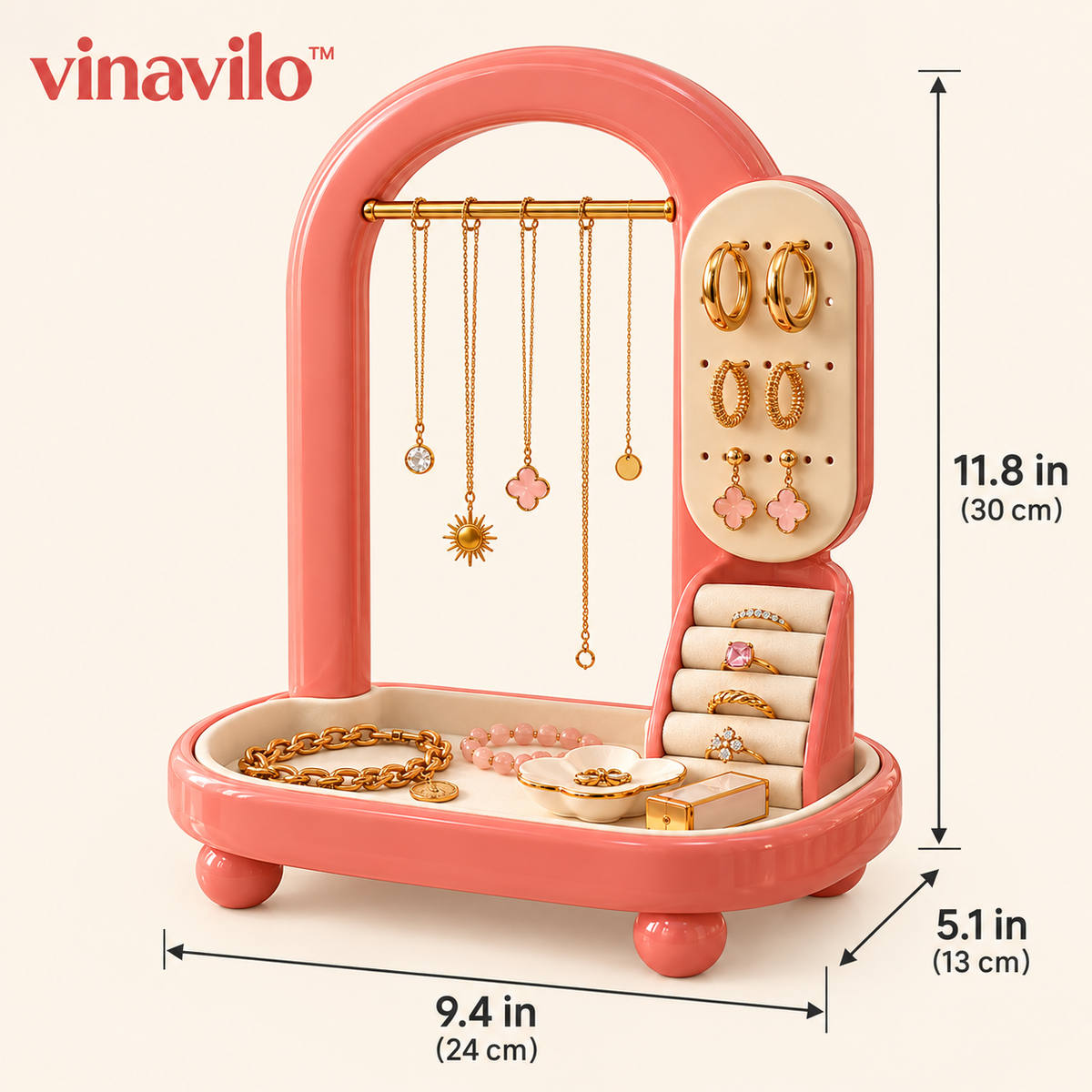 vinavilo™ Aura Arch Jewelry Display Stand | Necklace Holder, Earring Organizer, Ring Display