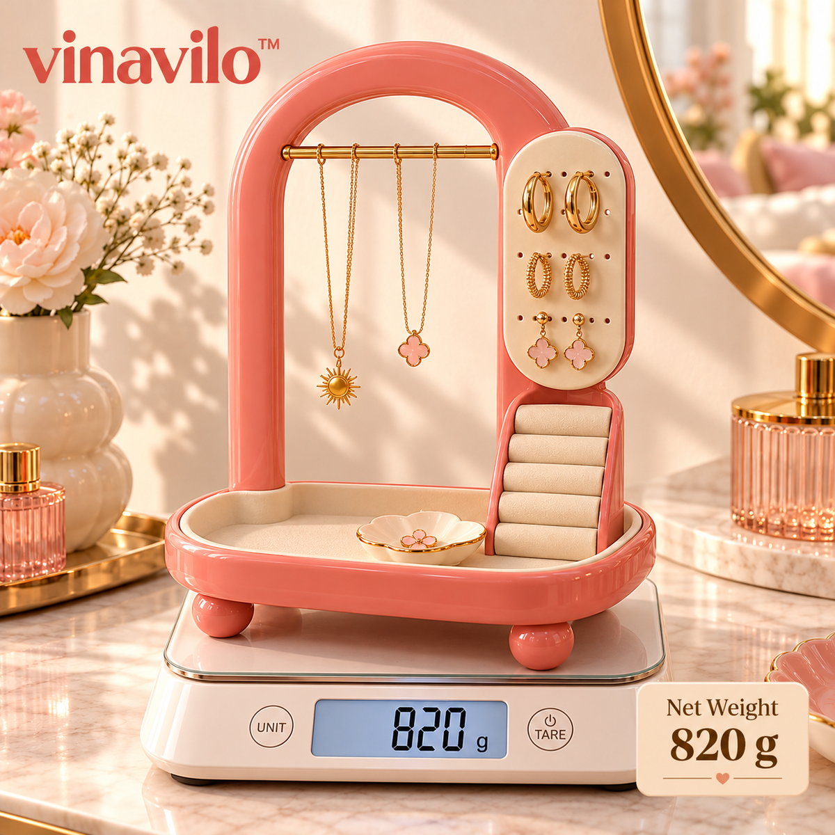 vinavilo™ Aura Arch Jewelry Display Stand | Necklace Holder, Earring Organizer, Ring Display