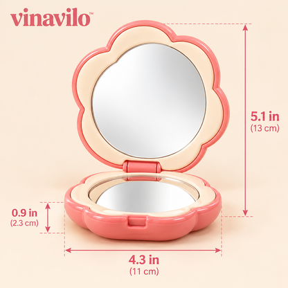 vinavilo™ Pocket Bloom Folding Mirror | Portable Travel Mirror, Flower Compact, Purse Mirror
