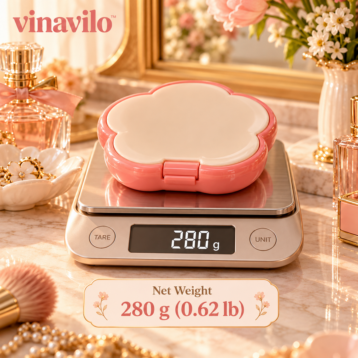 vinavilo™ Pocket Bloom Folding Mirror | Portable Travel Mirror, Flower Compact, Purse Mirror