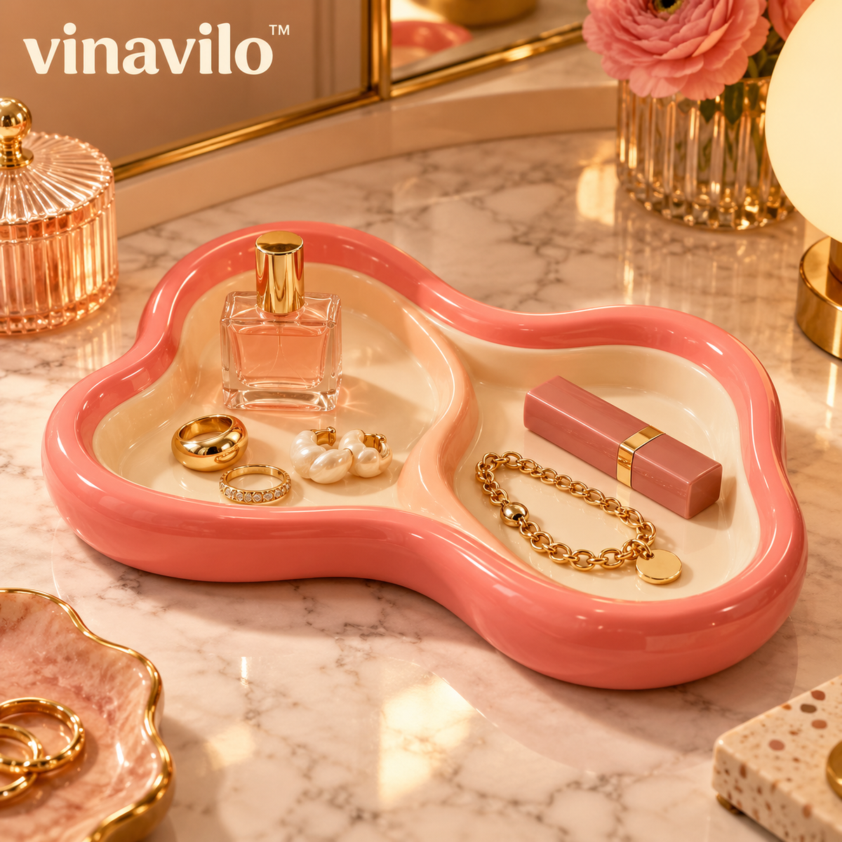 vinavilo™ Wavy Loop Catchall Tray | Jewelry Dish, Trinket Tray, Entryway Catchall