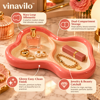vinavilo™ Wavy Loop Catchall Tray | Jewelry Dish, Trinket Tray, Entryway Catchall