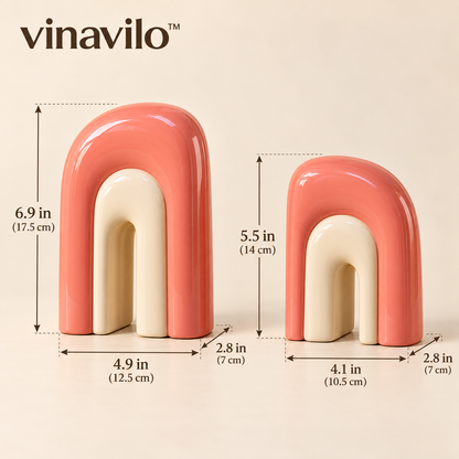 vinavilo™ Arc Duo Sculptural Bookends | Set of 2 Decorative Book Ends, Bookshelf Accessories