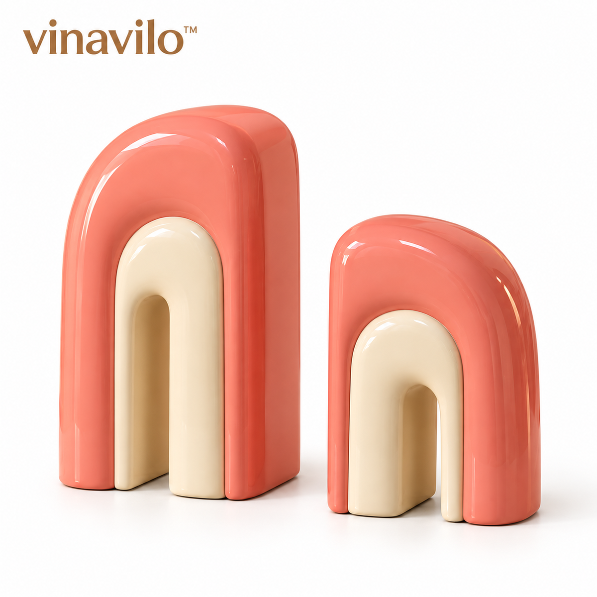 vinavilo™ Arc Duo Sculptural Bookends | Set of 2 Decorative Book Ends, Bookshelf Accessories